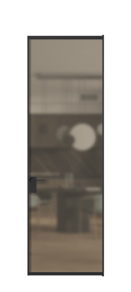 Алюминиевая дверь АЛПЛ040.01 Алюминий Черный Сатинированное бронзовое стекло, триплекс Цена 115570  | Volhovec