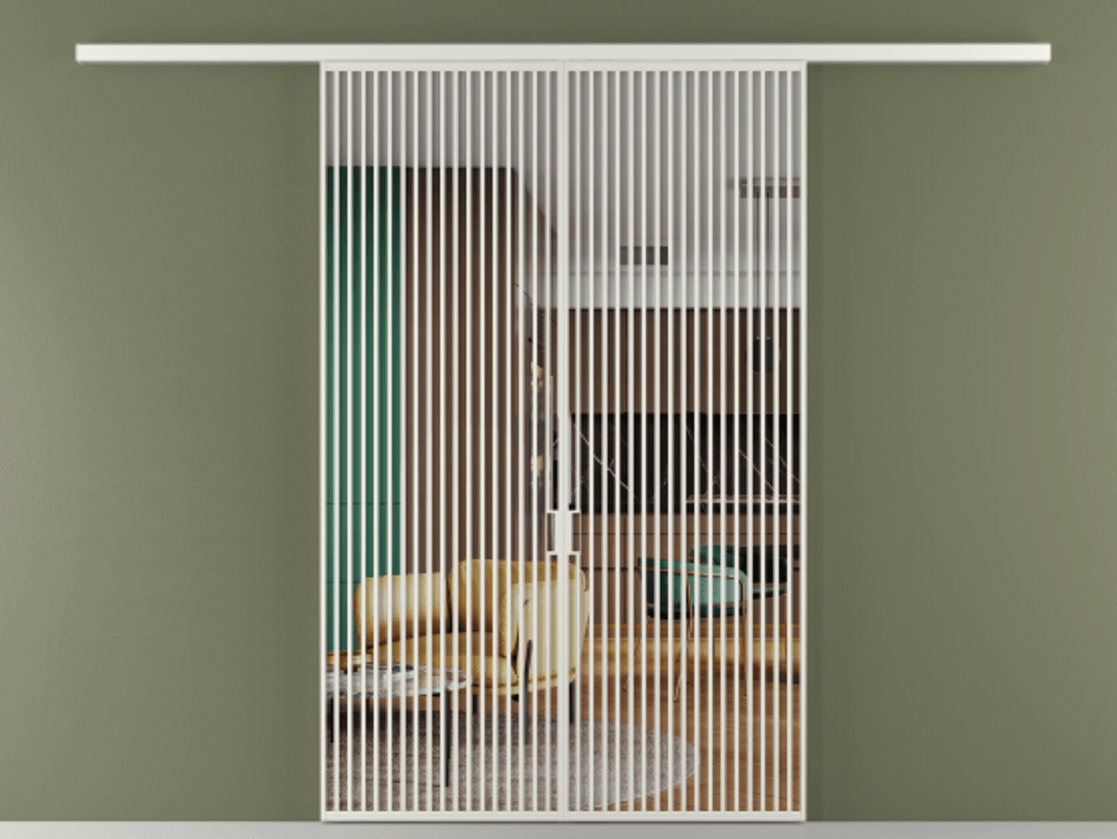 Перегородка Формато вдоль стены 2 створки АЛПР 040.06 Алюминий серый Прозрачное стекло "Кристал Вижн", калёное Цена 372560 ₽ | Volhovec