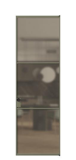 Дверь межкомнатная АЛПЛ040.03 Бронза сатин триплекс АОТ. Цвет Алюминий оливковый тёмный. Материал Алюминий в эмали. Коллекция Formato. Картинка.