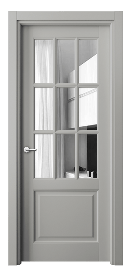 Дверь межкомнатная 6312 МНСР Зеркало. Цвет Матовый нейтральный серый. Материал Гладкая эмаль. Коллекция Тоскана Грильято. Картинка.