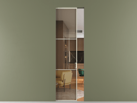 Алюминевая перегородка АЛПР 040.03 ММБ Бронза триплекс. Цвет Алюминий молочно-белый. Материал Алюминий в эмали. Коллекция Перегородка Formato скрытый пенал 1 створка. Картинка.