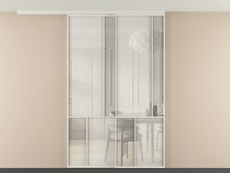 Перегородка Mosaic вдоль стены на потолок 2 створки с синхронным механизмом