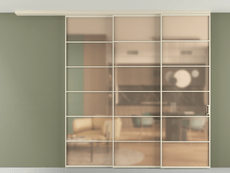 Перегородка Формато вдоль стены на потолок 3 створки с синхронным механизмом