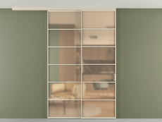 Перегородка Формато вдоль стены на потолок 2 створки с синхронным механизмом